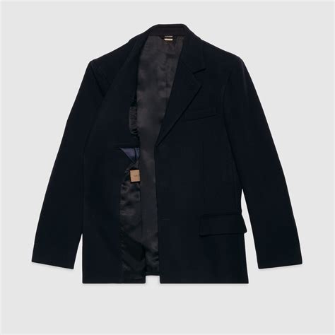 Wool felt jacket with Gucci cities label in navy 